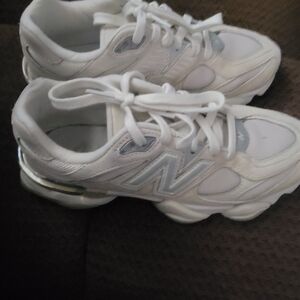 New Balance 9060's White and Silver Athletic Shoes
